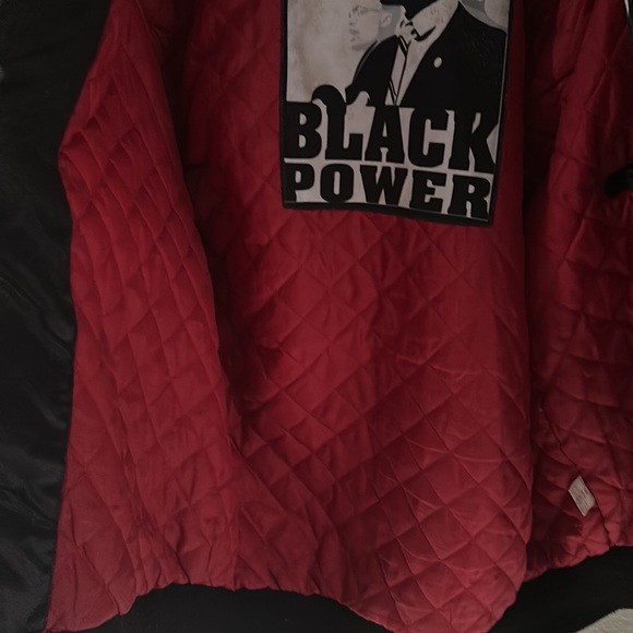 HEADGEAR CLASSICS - MALCOLM X POWER SATIN LONG SLEEVE BLACK AND WHITE JACKET - Picture 7 of 11